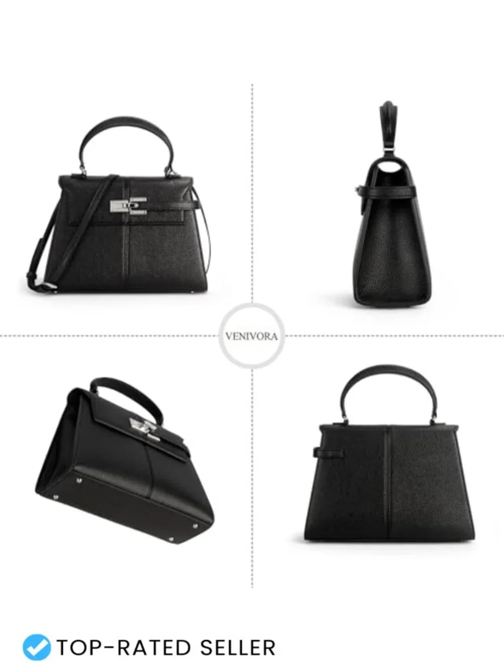 Vegan Leather Top Handle Handbag Crossbody Bag Satchel